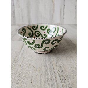 Vintage bagwell simply Xmas bowl green swirl Xmas‎ cereal soup rare retired